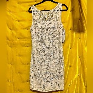 NWT! BEADED SEQUINED CHAMPAGNE ELEGANCE!!  (MIGHT RUIN W/ AIRBRUSH)